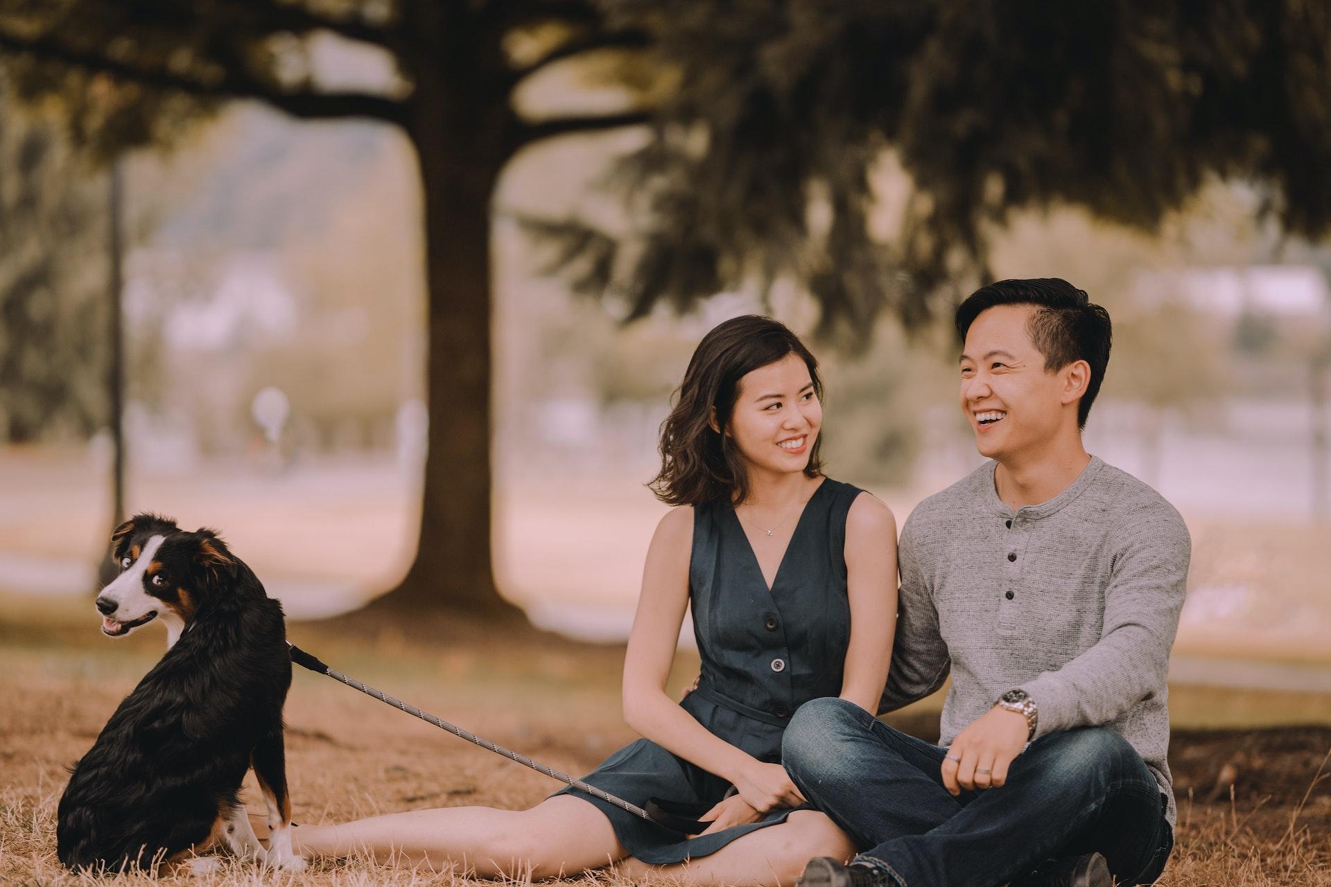 couple with dog